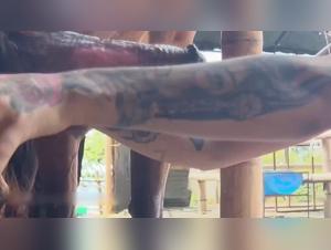 A Slutty dog lover and her girlfriend get F***d by the dog
