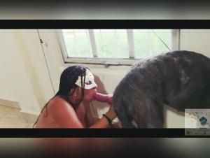 The blonde's dog gets screwed by her hot friend