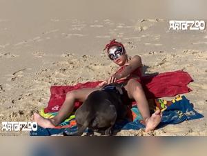 Girl Gets Fucked by Dog on Beach