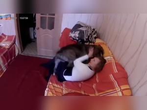 Lesbian woman fucking her dog in the streets of Moscow