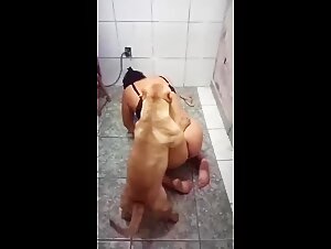 A Slut Woman and Her Dog F*cks with a Man
